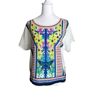 Jealous Tomato Floral Print Short Sleeve Blouse Top Size Medium